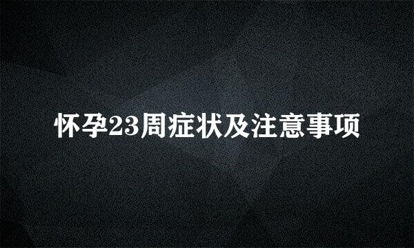 怀孕23周症状及注意事项