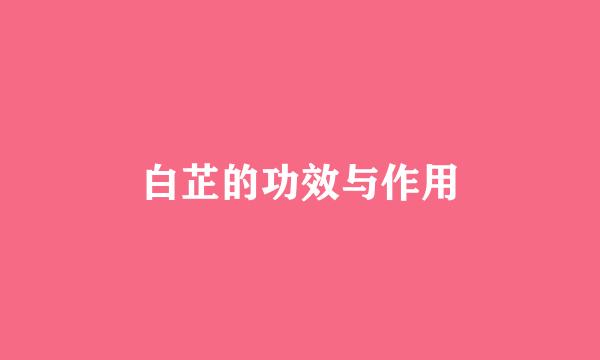 白芷的功效与作用