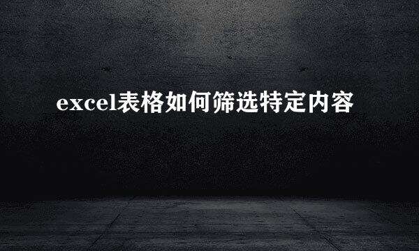excel表格如何筛选特定内容