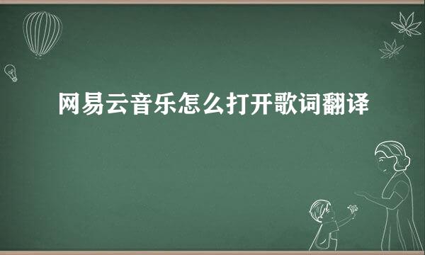 网易云音乐怎么打开歌词翻译