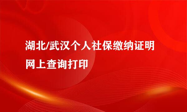 湖北/武汉个人社保缴纳证明网上查询打印