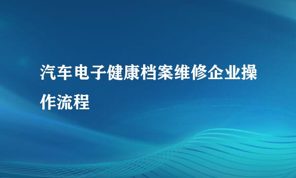 汽车电子健康档案维修企业操作流程