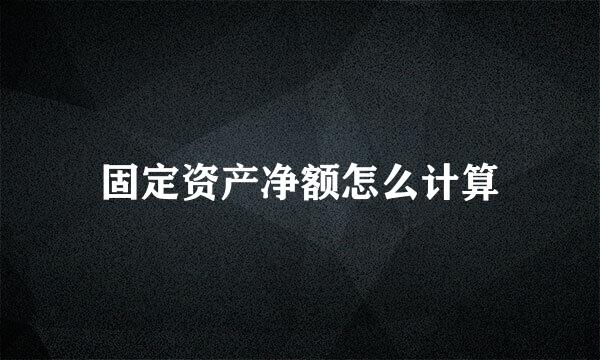 固定资产净额怎么计算