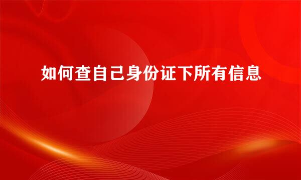 如何查自己身份证下所有信息