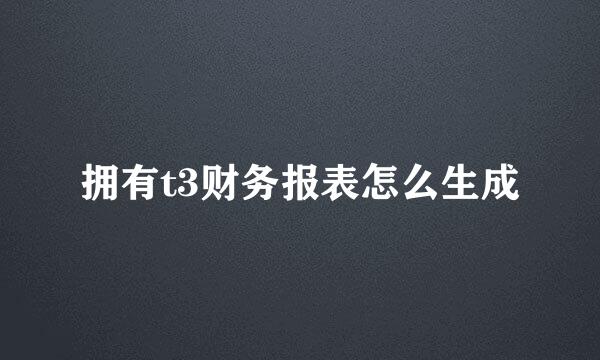拥有t3财务报表怎么生成