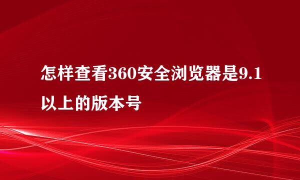 怎样查看360安全浏览器是9.1以上的版本号