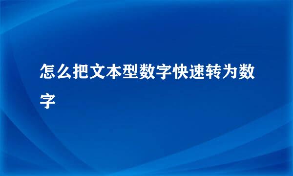 怎么把文本型数字快速转为数字