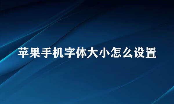 苹果手机字体大小怎么设置
