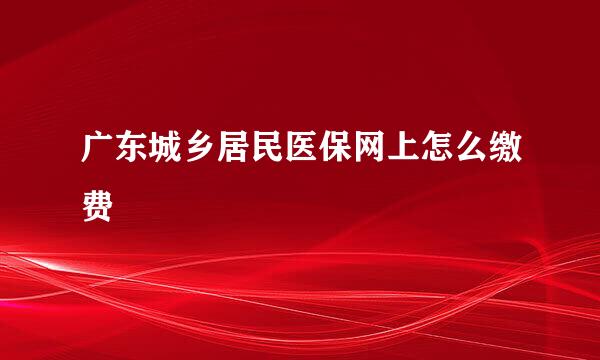 广东城乡居民医保网上怎么缴费