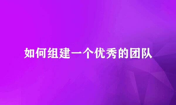 如何组建一个优秀的团队