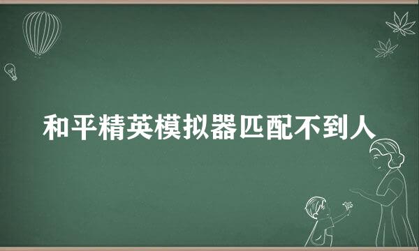 和平精英模拟器匹配不到人