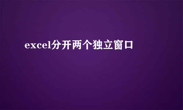 excel分开两个独立窗口