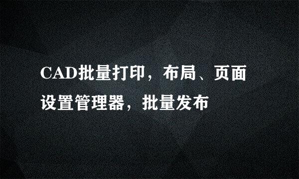 CAD批量打印，布局、页面设置管理器，批量发布