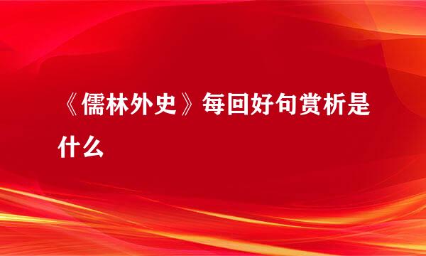 《儒林外史》每回好句赏析是什么