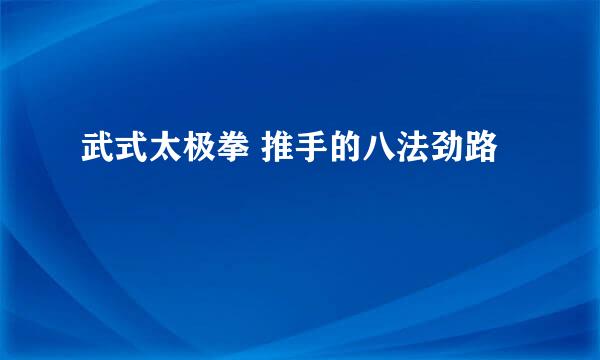 武式太极拳 推手的八法劲路