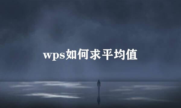 wps如何求平均值