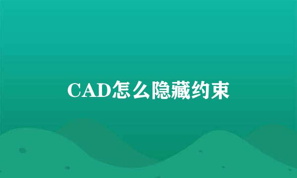 CAD怎么隐藏约束