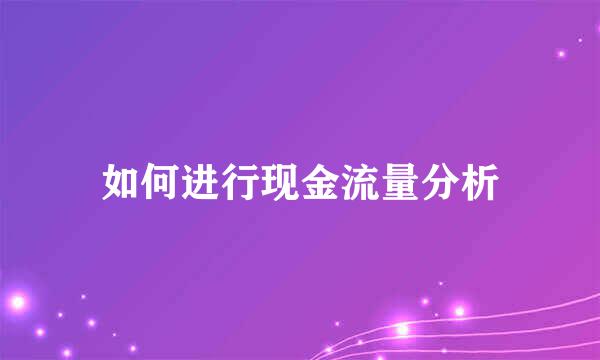 如何进行现金流量分析