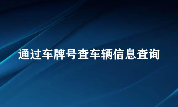 通过车牌号查车辆信息查询