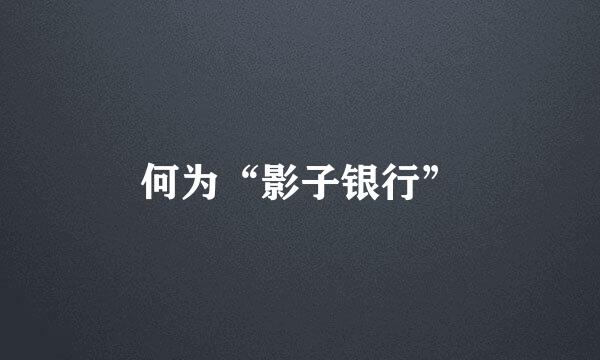 何为“影子银行”
