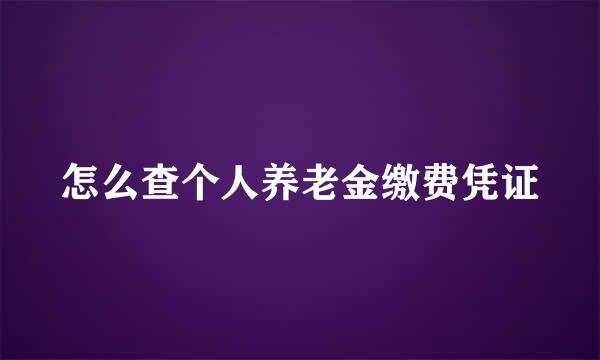 怎么查个人养老金缴费凭证