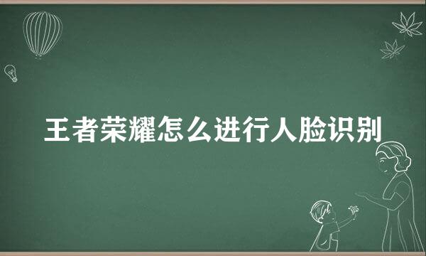 王者荣耀怎么进行人脸识别