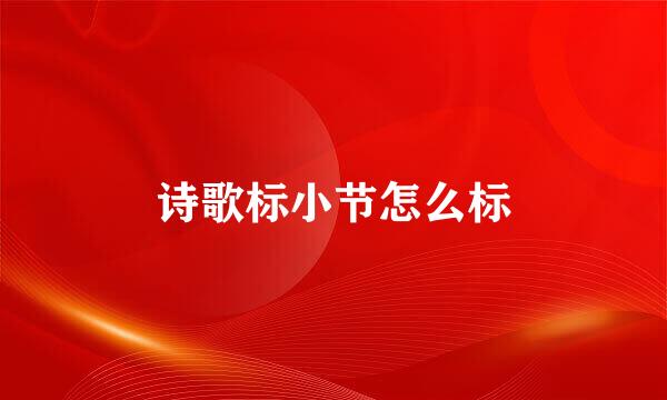 诗歌标小节怎么标