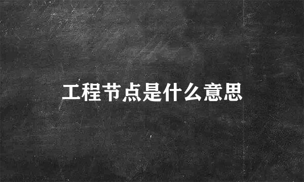 工程节点是什么意思