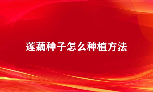 莲藕种子怎么种植方法