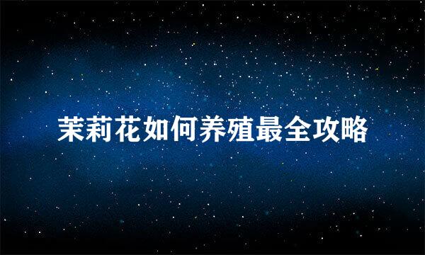茉莉花如何养殖最全攻略