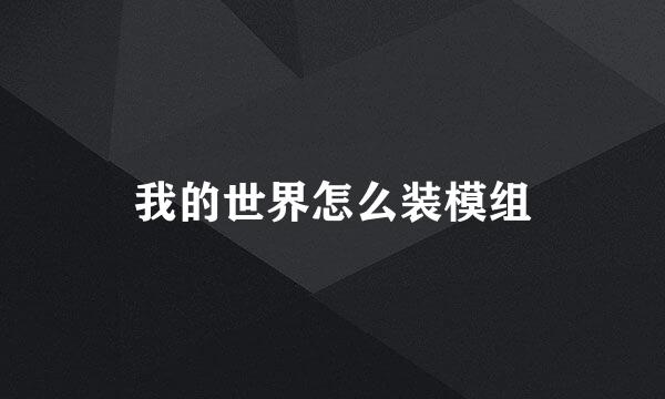 我的世界怎么装模组
