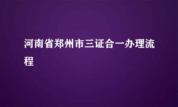 河南省郑州市三证合一办理流程
