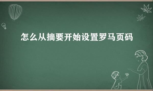 怎么从摘要开始设置罗马页码