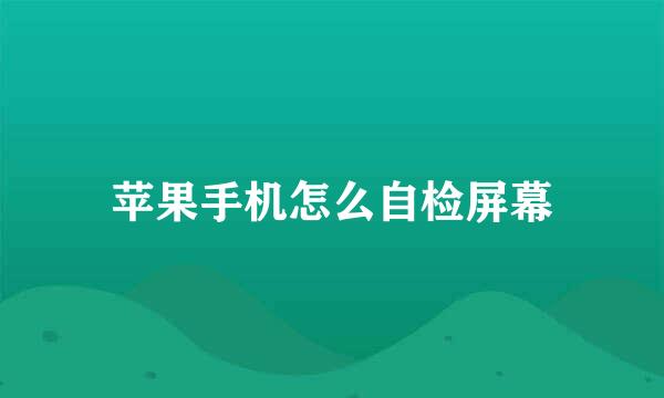 苹果手机怎么自检屏幕