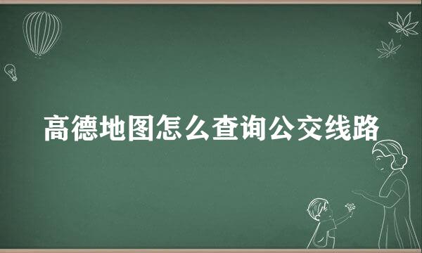 高德地图怎么查询公交线路
