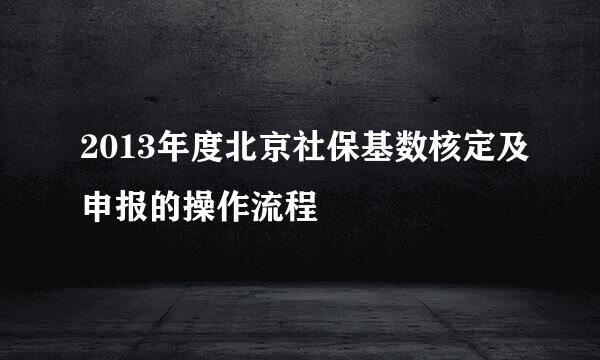 2013年度北京社保基数核定及申报的操作流程