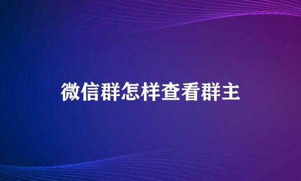 微信群怎样查看群主