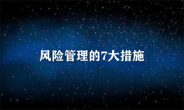 风险管理的7大措施