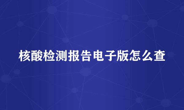 核酸检测报告电子版怎么查