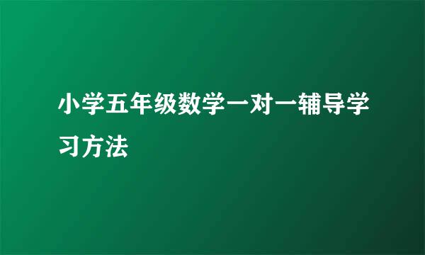 小学五年级数学一对一辅导学习方法
