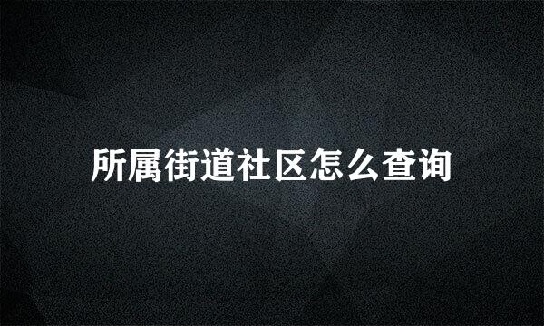 所属街道社区怎么查询