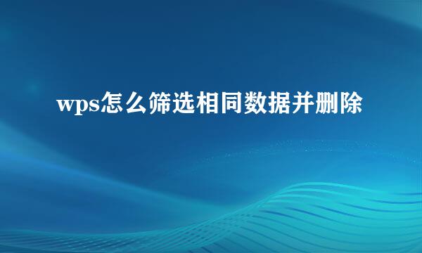 wps怎么筛选相同数据并删除