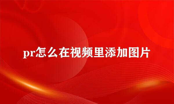pr怎么在视频里添加图片