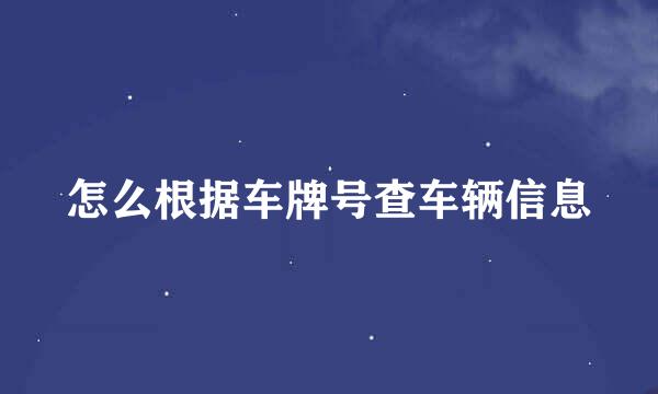 怎么根据车牌号查车辆信息