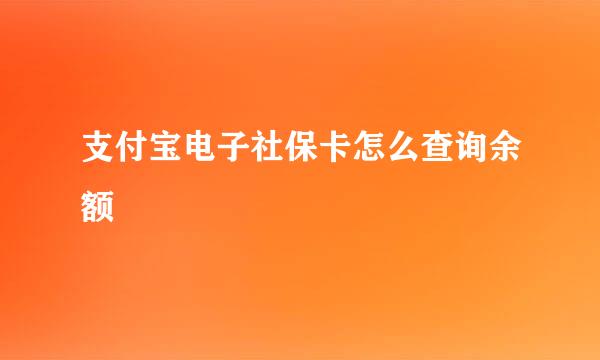 支付宝电子社保卡怎么查询余额
