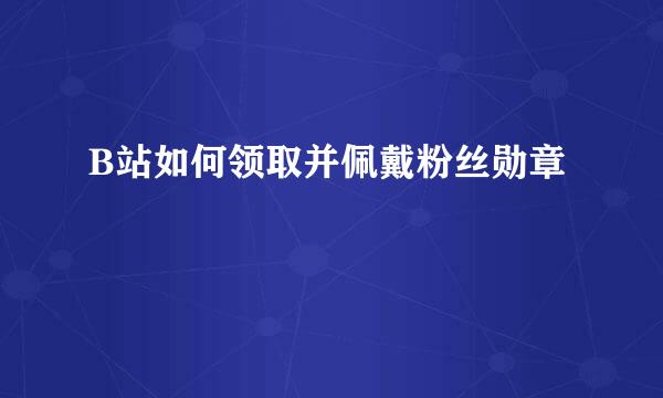 B站如何领取并佩戴粉丝勋章