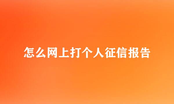怎么网上打个人征信报告
