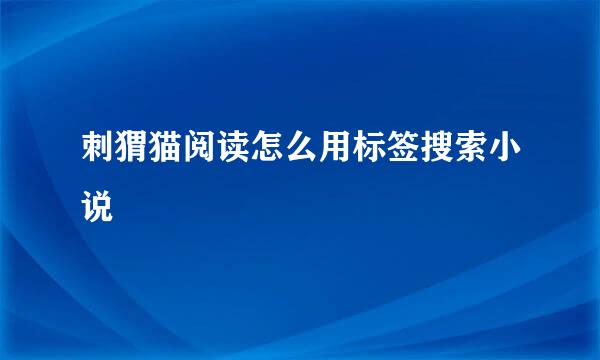 刺猬猫阅读怎么用标签搜索小说