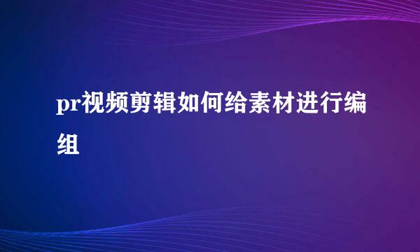 pr视频剪辑如何给素材进行编组