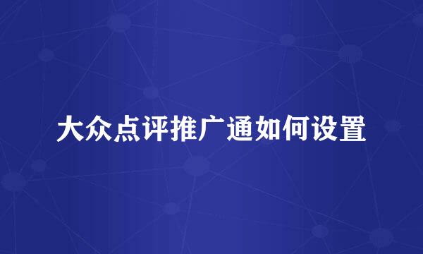 大众点评推广通如何设置